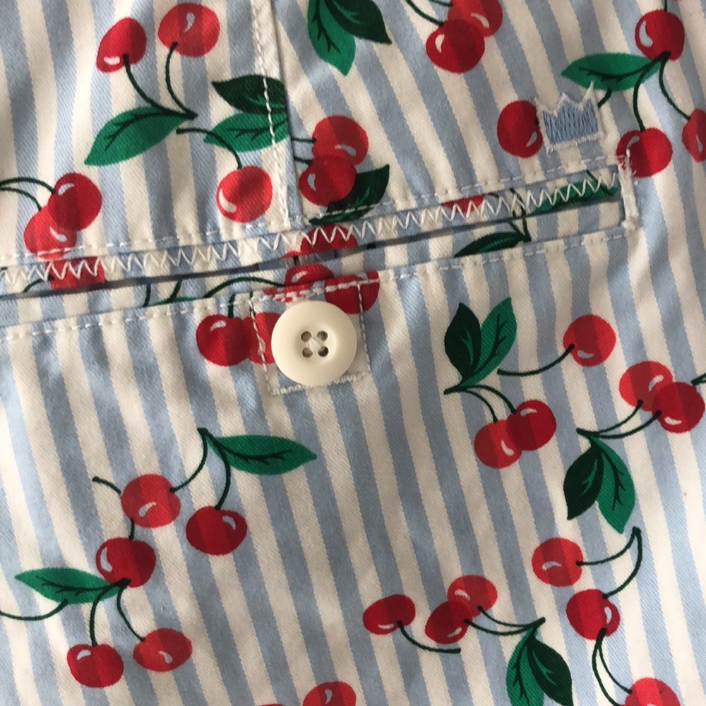 Crown & Ivy Caroline cherry blue striped summer shorts 6 rockabilly retro - Picture 6 of 8